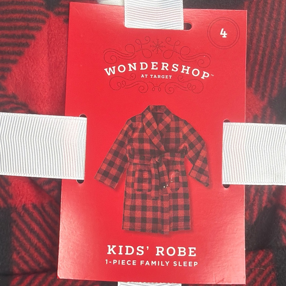 Kids Robe w/ Sash‎ & Pockets Red & Black Buffalo Plaid Fleece Unisex - Picture 4 of 5